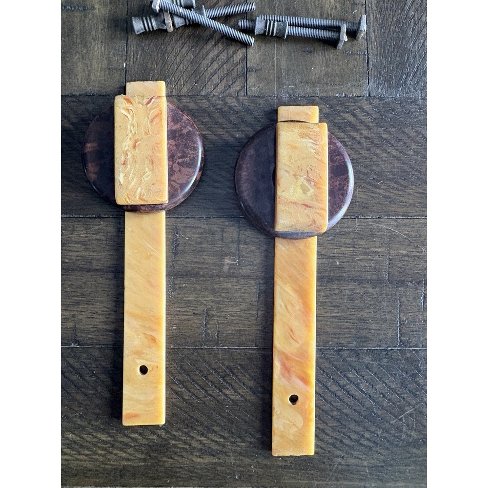 2 VTG‎ Armoire Wardrobe Art Deco Nouveau Bakelite Knobs Pulls Handle England